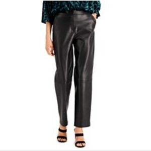 𝅺Alfani Women's Faux Leather Finish Slim Fit Petite Pants